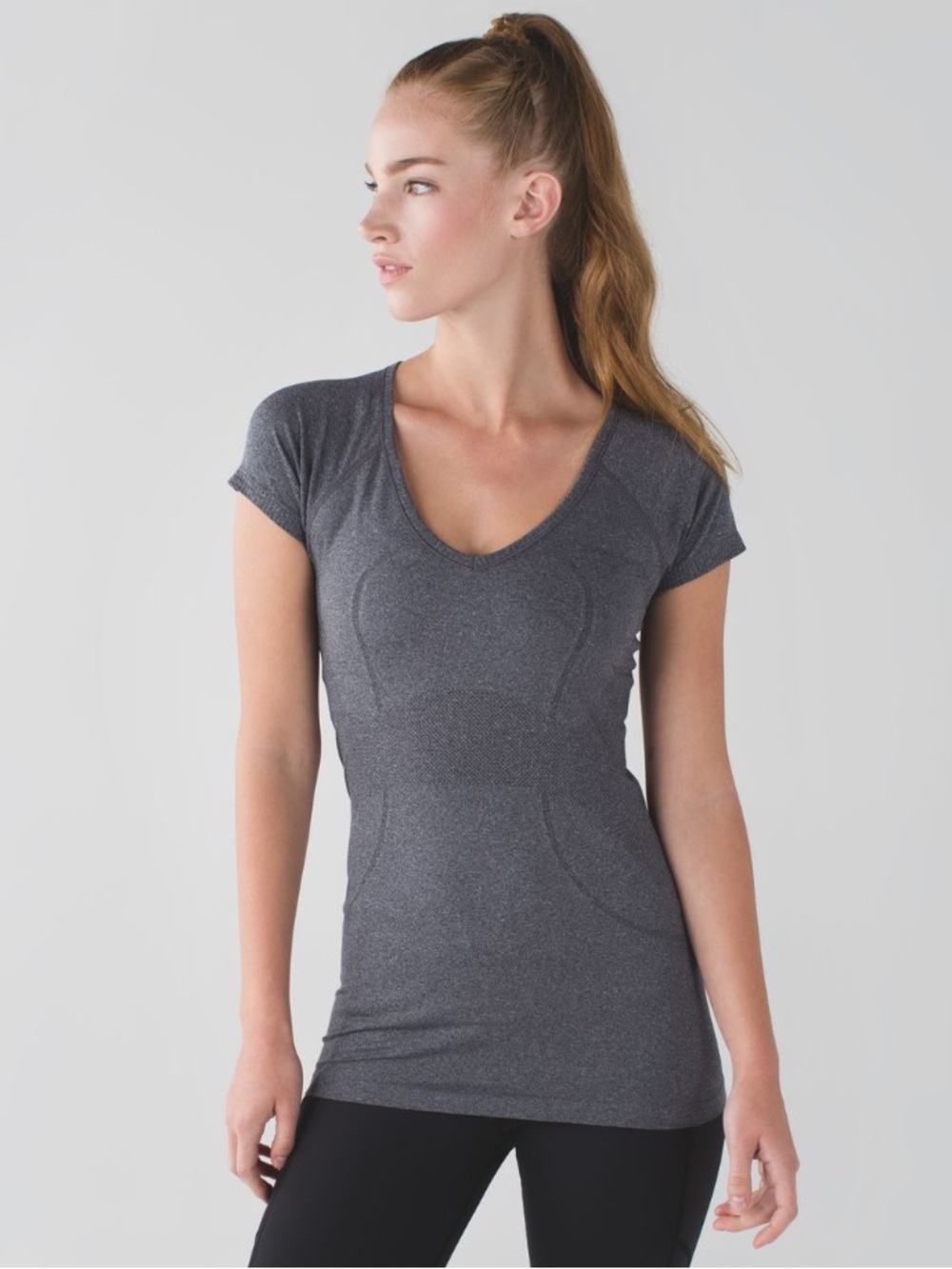 lululemon athletica- size 12- Swiftly Tech V-Neck Tee - Heathered Gray